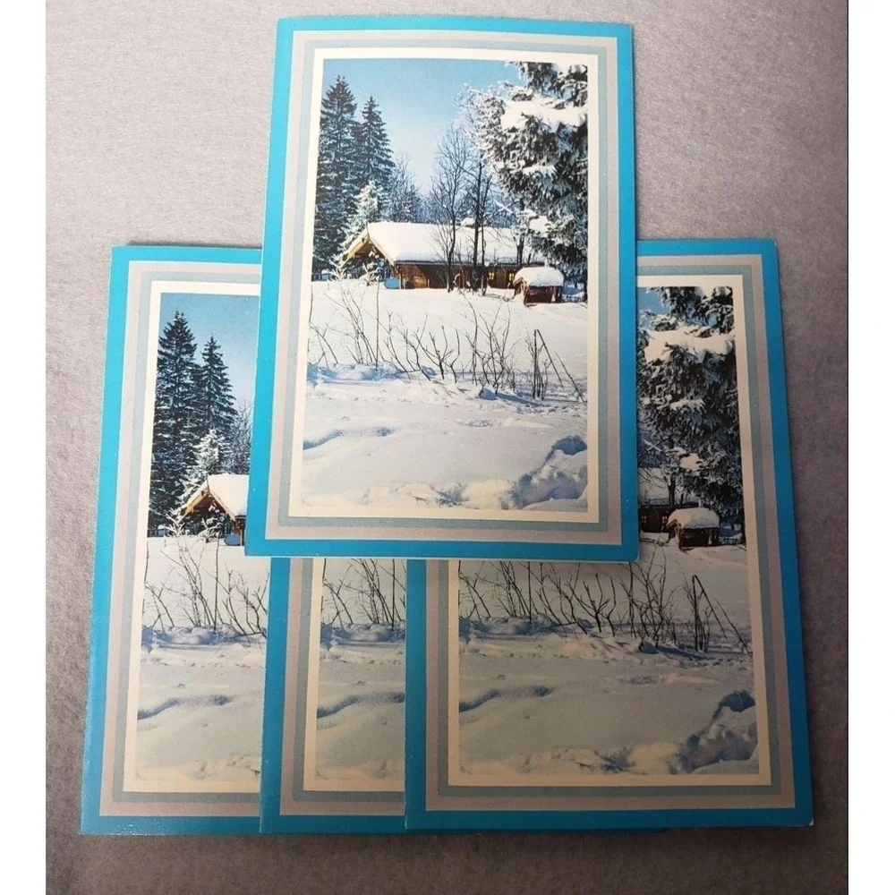ARTISTS Christmas Cards Adult‎ Set of 25 Blue New Winter Landscape Folded